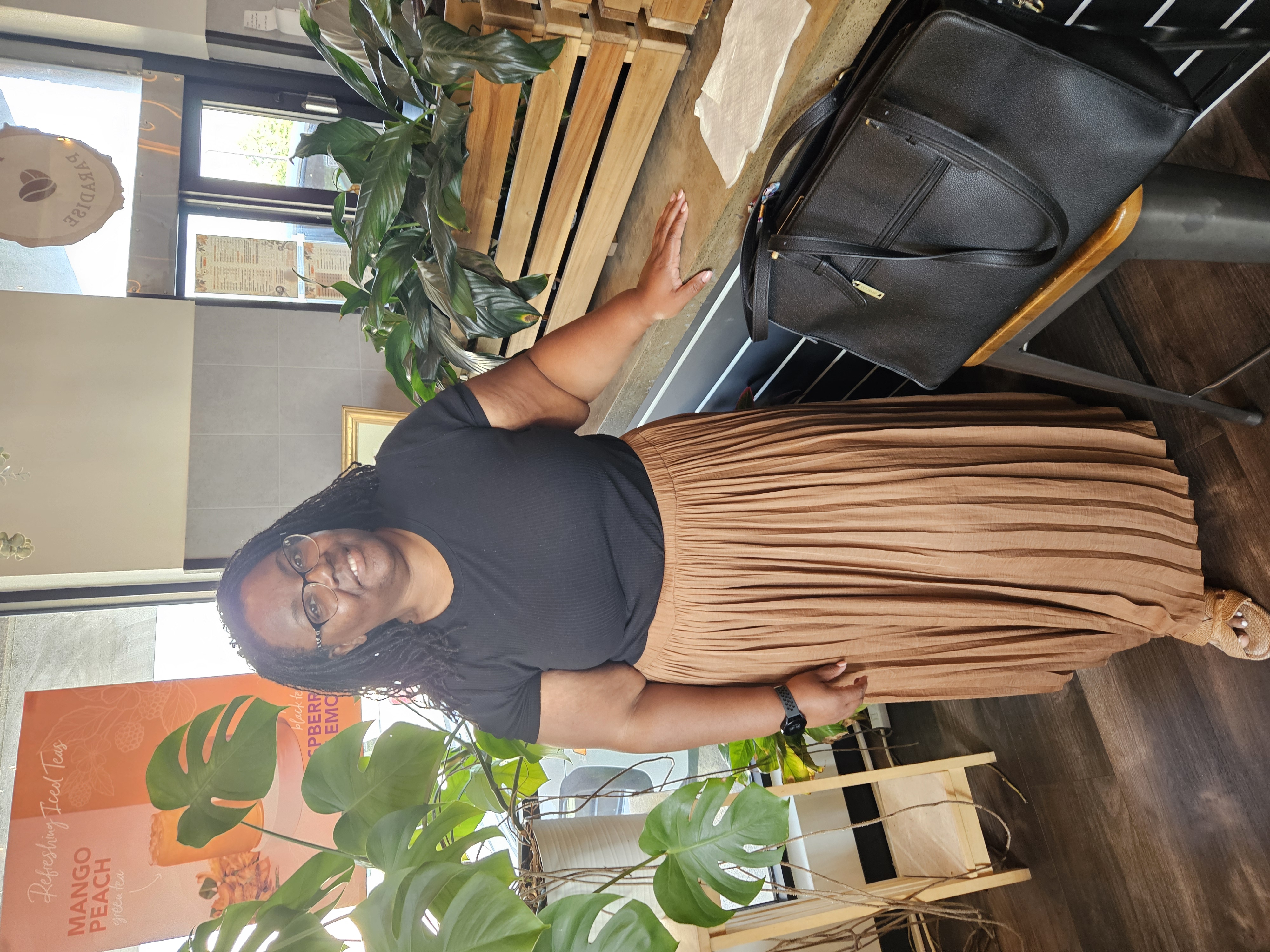 Michelle at a Columbus coffee shop